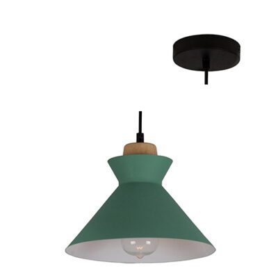 Eurolux Charlotte Pendant 255mm  Green/Wood - P980GN