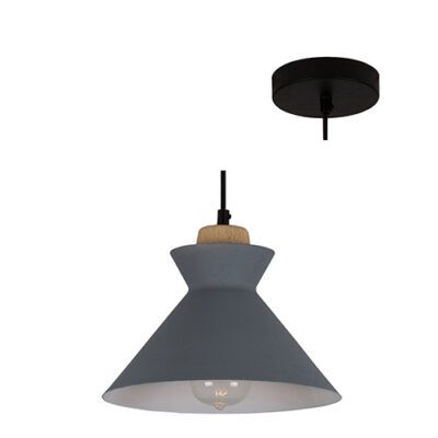Eurolux Charlotte Pendant 255mm Grey  & Wood - P980GY