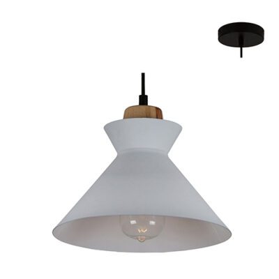 Eurolux Charlotte Pendant 250mm  White/Wood - P980W
