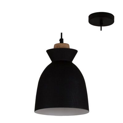 Eurolux Charlotte Pendant 190mm  Black/Wood - P981B