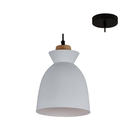 Eurolux Charlotte Pendant 190mm White/Wood - P981W