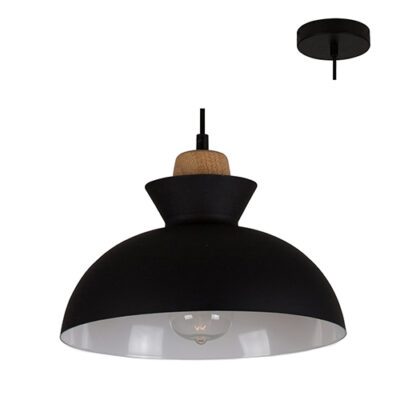 Eurolux Charlotte Pendant 280mm Black/Wood - P982B