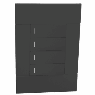 VETi 2 - 4 Lever 1 Way Switch - Charcoal Complete
