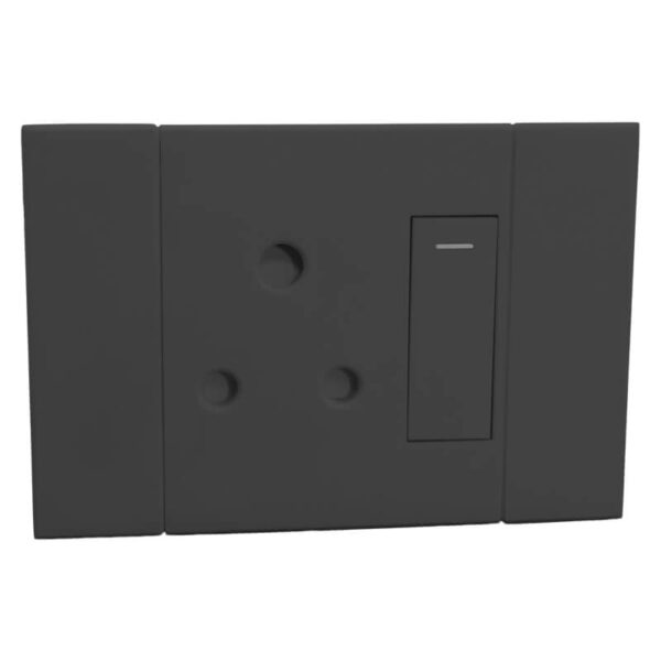 VETi 2 - Horizontal Single 16A RSA Socket - Charcoal Complete