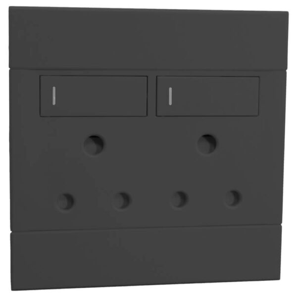 VETi 2 - Double 16A RSA Socket Charcoal - Complete