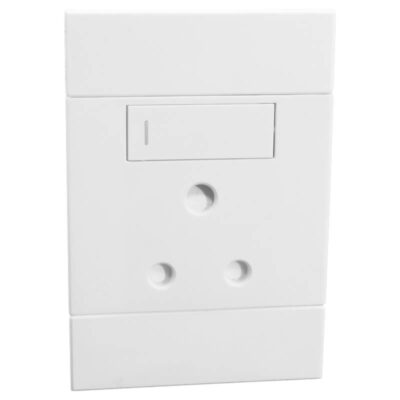 VETi 2 - Vertical Single 16A RSA Socket - White Complete