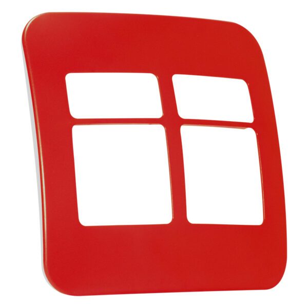 VETi 1 - Four Module Cover Plate Red (2 Single, 2 Double) - Modular
