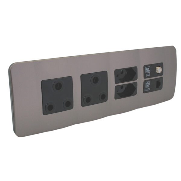 VETi 1 - V-Slim, RSA, Satellite & Data Socket Omni Cluster - Black + Bronze Complete