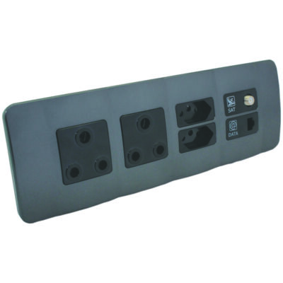 VETi 1 - V-Slim, RSA, Satellite & Data Socket Omni Cluster - Black + Gun Metal Complete