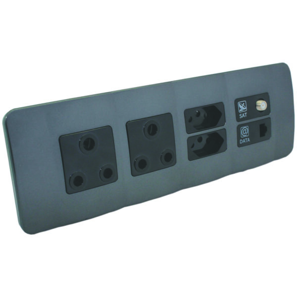 VETi 1 - V-Slim, RSA, Satellite & Data Socket Omni Cluster - Black + Gun Metal Complete