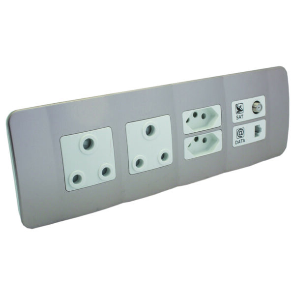 VETi 1 - V-Slim, RSA, Satellite & Data Socket Omni Cluster - White + Champagne Complete