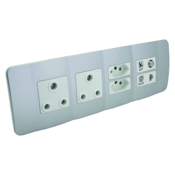 VETi 1 - V-Slim, RSA, Satellite & Data Socket Omni Cluster - White + Silver Complete