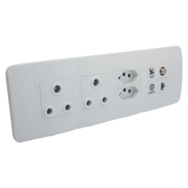 VETi 1 - V-Slim, RSA, Satellite & Data Socket Omni Cluster - White Complete