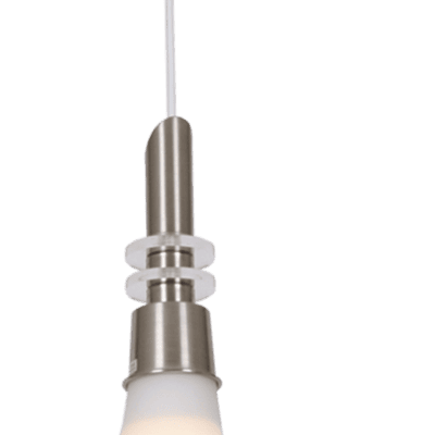 Brightstar PEN040 WHITE Satin Chrome Pendant with White Colour Glass