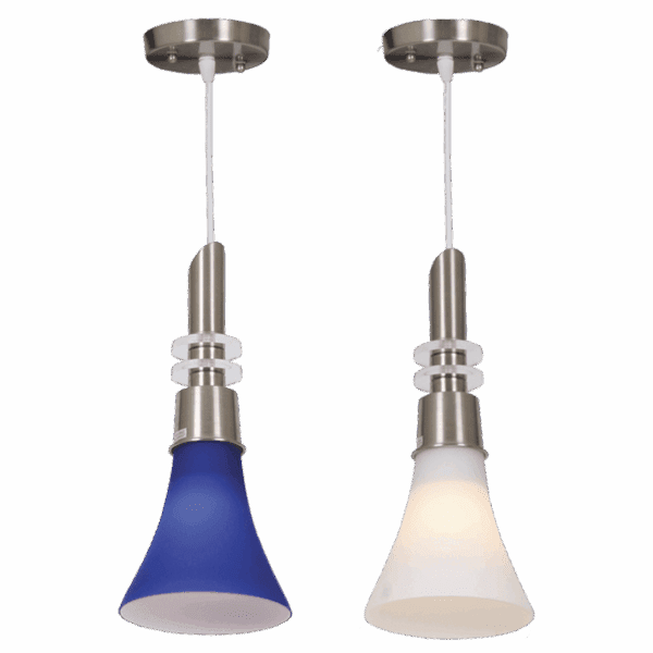 Brightstar PEN040 Satin Chrome Pendant with Colour Glass