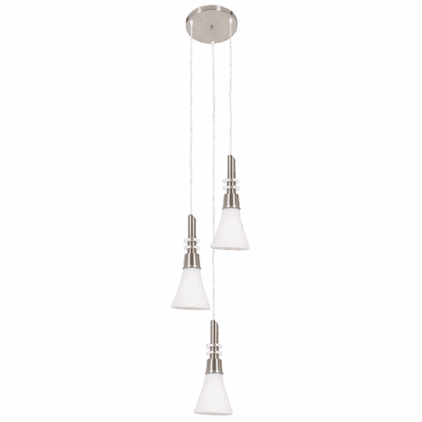 Brightstar PEN076/3 SC Satin Chrome Pendants with White Glass
