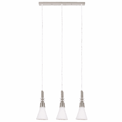 Brightstar PEN077/3 SC Satin Chrome Pendants with White Glass