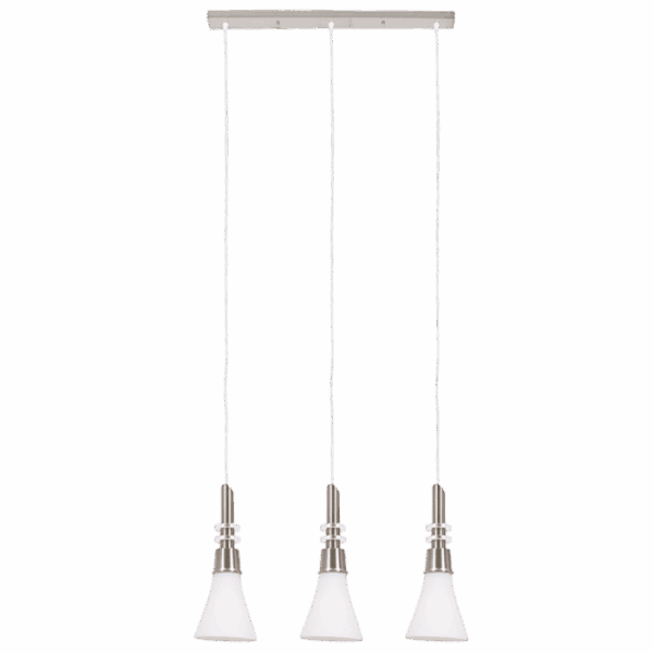 Brightstar PEN077/3 SC Satin Chrome Pendants with White Glass