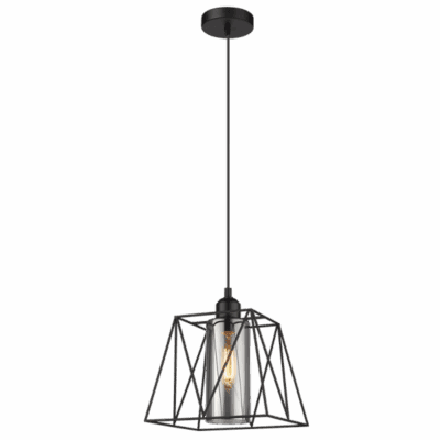 Brightstar PEN201 BK Metal Pendant with Smoke Colour Inner Glass