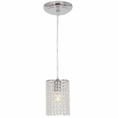 Brightstar PEN433/1 CHROME Polished Chrome Pendant with Clear Acrylic Crystals