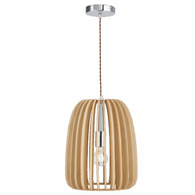 Brightstar PEN445 WOOD Polished Chrome Pendant with Wood