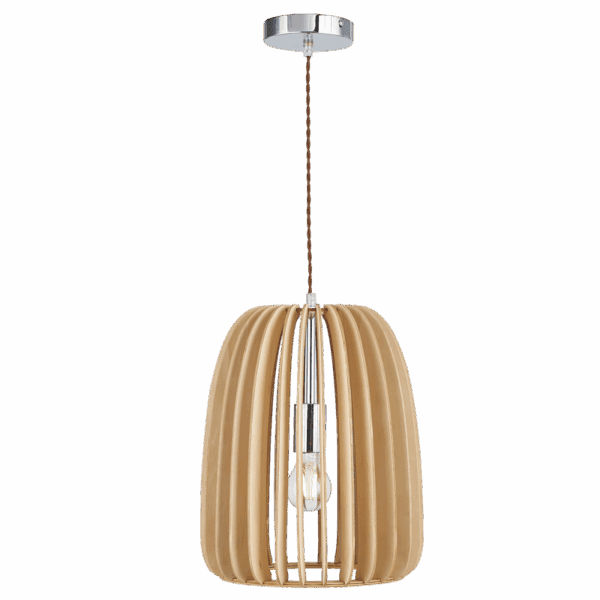 Brightstar PEN445 WOOD Polished Chrome Pendant with Wood