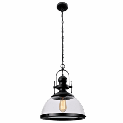Brightstar PEN448 BK Metal Pendant with Clear Glass