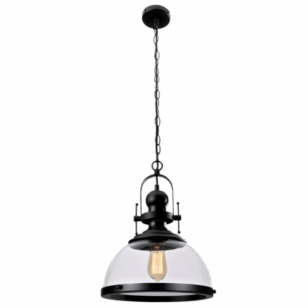 Brightstar PEN448 BK Metal Pendant with Clear Glass