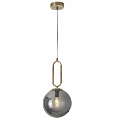 Brightstar PEN463 GD/SM Gold Colour Metal Pendant with Smoke Colour Glass