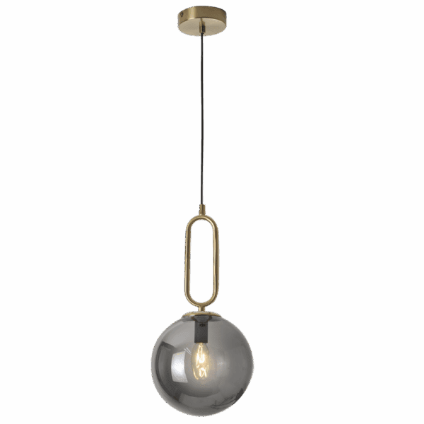 Brightstar PEN463 GD/SM Gold Colour Metal Pendant with Smoke Colour Glass