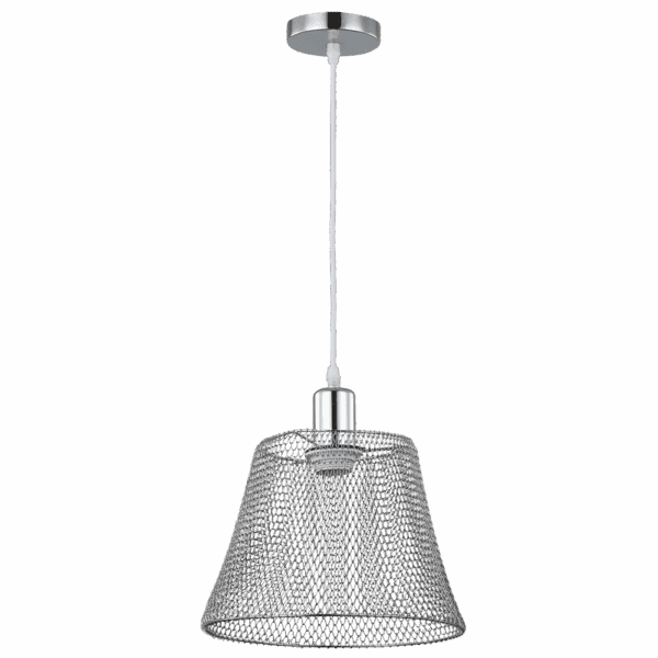 Brightstar PEN517 CH Steel Mesh Polished Chrome Pendant with White Cord