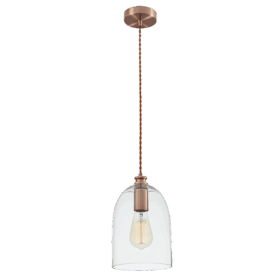 Brightstar PEN534 CLEAR Red Bronze Cord Pendant with Clear Glass