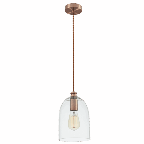 Brightstar PEN534 CLEAR Red Bronze Cord Pendant with Clear Glass