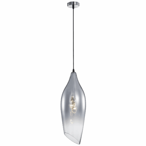 Brightstar PEN553/1 SMOKE Satin Nickel Pendant with Smoke Colour Glass