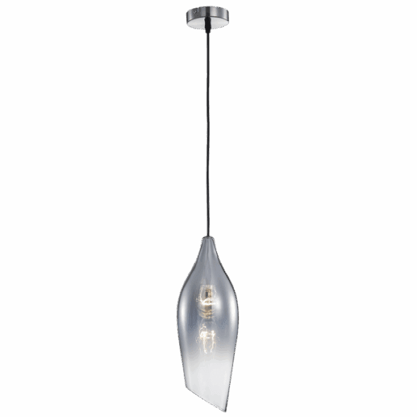Brightstar PEN554/1 SMOKE Satin Nickel Pendant with Smoke Colour Glass