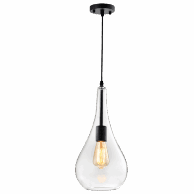 Brightstar PEN573/1 GLASS Black Metal Pendant with Clear Glass