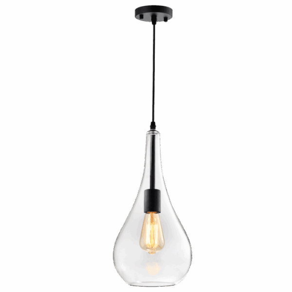 Brightstar PEN573/1 GLASS Black Metal Pendant with Clear Glass