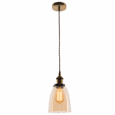 Brightstar PEN577 ANTIQUE Metal Pendant with Amber Glass