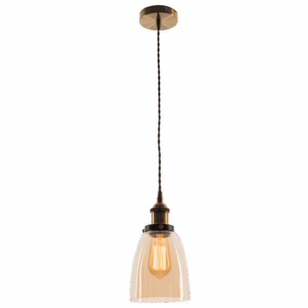 Brightstar PEN577 ANTIQUE Metal Pendant with Amber Glass