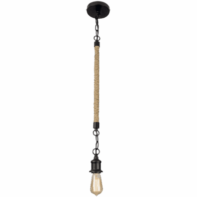 Brightstar PEN588 BK Metal Pendant with Rope and Adjustable Chain
