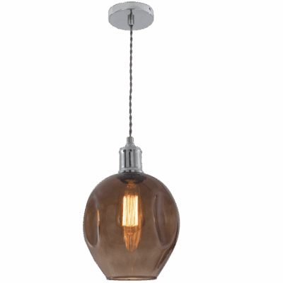 Brightstar PEN611 SMOKE Polished Chrome Pendant with Smoke Colour Glass