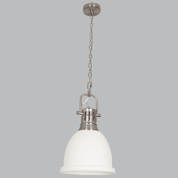 Brightstar PEN640 WH Satin Chrome Metal Pendant with Sand White Metal Cover