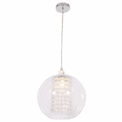 Brightstar PEN679/1 CH Polished Chrome Pendant with Clear Acrylic Cover and Acrylic Crystals
