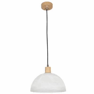 Brightstar PEN686 ALABASTER Metal Cord Pendant with Wood Finish  and Alabaster Glass