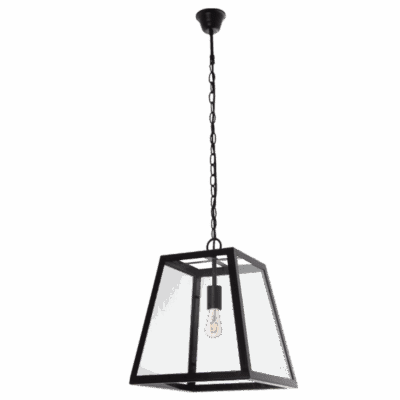 Brightstar PEN715 BK Metal Pendant with 4 Panels of Clear Glass