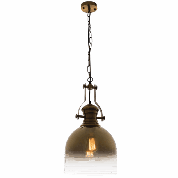 Brightstar PEN763 GD Satin Brass Pendant with Gold Glass
