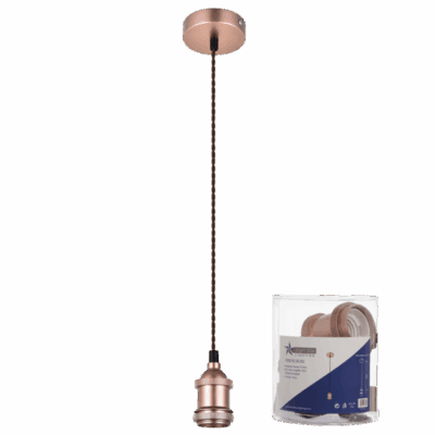 Brightstar PEN782 RG Rose Gold Colour Pendant with Brown Twist Cord