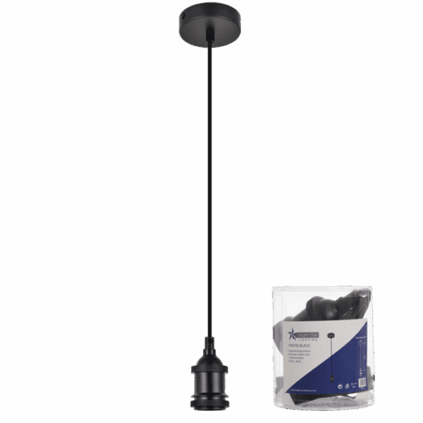 Brightstar PEN783 BK Black Pendant with Black Textile Cord