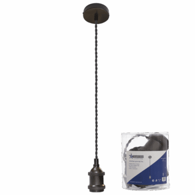 Brightstar PEN784 GM Gun Metal Colour Pendant with Black Twist Cord