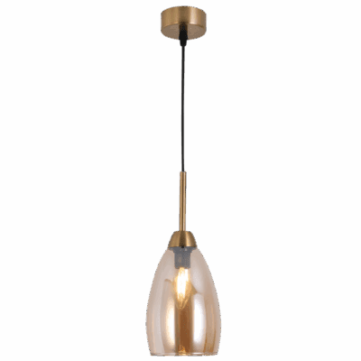 Brightstar PEN812/1 GD Metal with Amber Glass Pendant